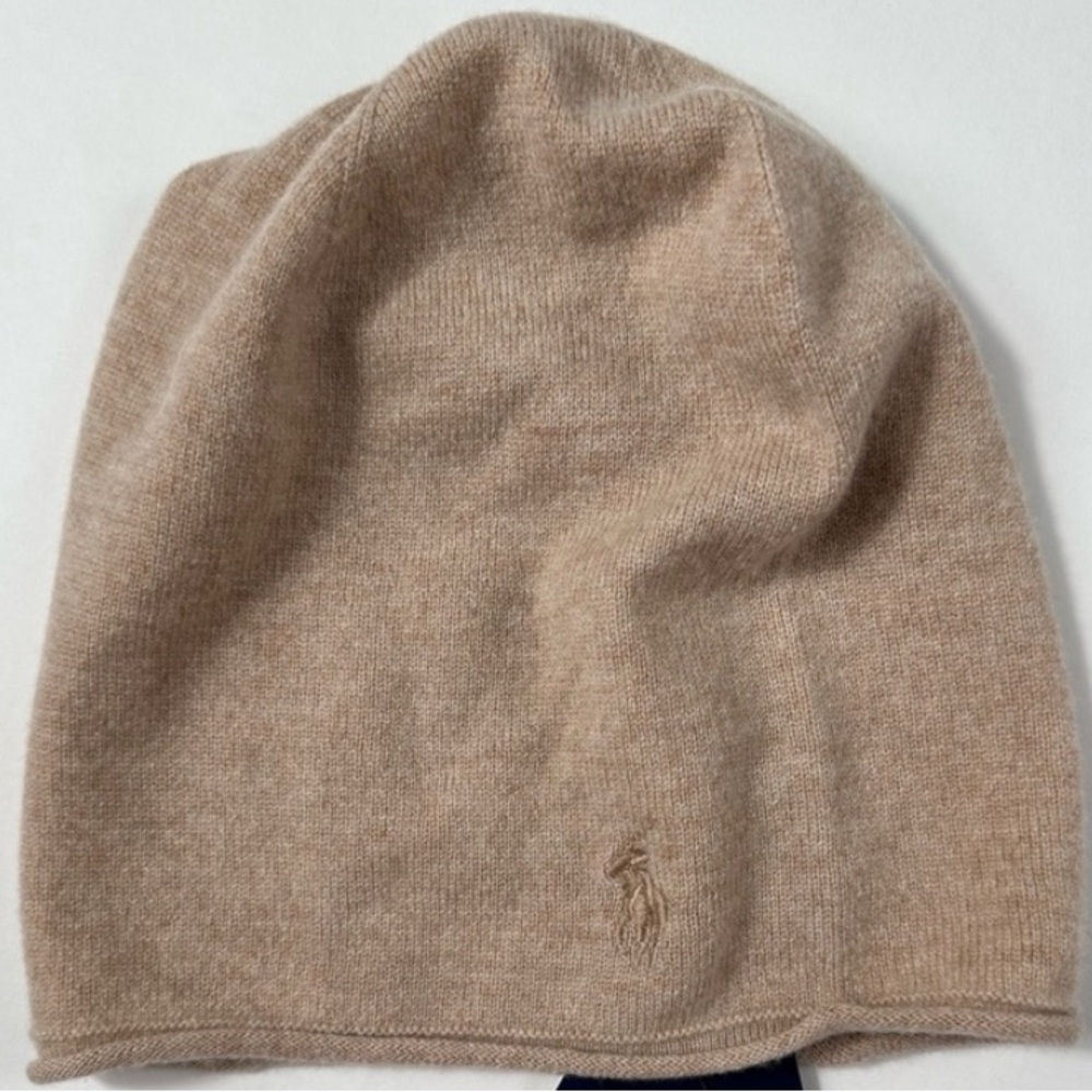 Ralph Lauren Polo - Wool & Cashmere Beanie - Tan / Camel Brown O/S - New w/o tag